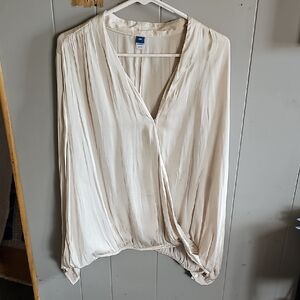 Old Navy Cream Wrap Blouse